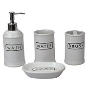 HOME BASICS Resort 4 Piece Ceramic Bath Accessory Set, White BA41873